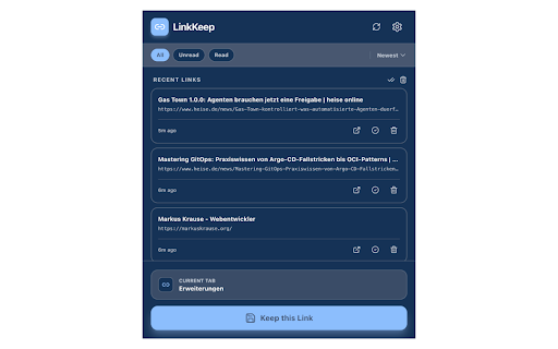 LinkKeep :: Save links to your Nextcloud via WebDAV.