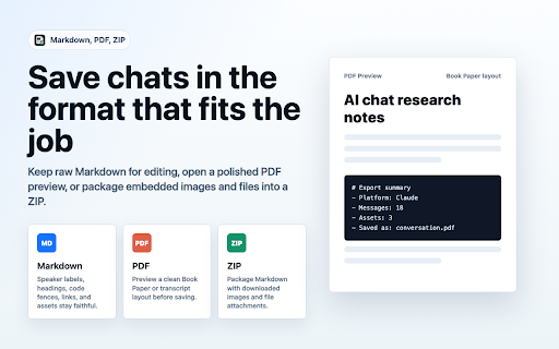 Chat Exporter :: Export AI chat conversations to Markdown and PDF.