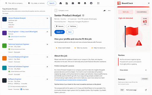 BoardCheck - Company Research for Job Posts :: BoardCheck shows you public company information. Check companies on supported job boards before you apply.
