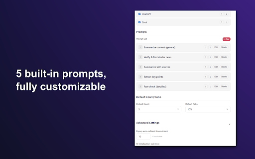ENUF AILinkPad :: Send any web page URL with custom prompts (placeholder support) to 5 AI services in one tap. No ads, completely free.