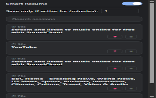 Smart Resume :: Save and resume your browsing sessions automatically