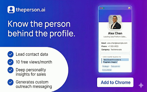 theperson.ai - Personality Insights + Contact Reveal :: Unlock buyer insights, accurate contact info, and custom outreach without leaving LinkedIn.