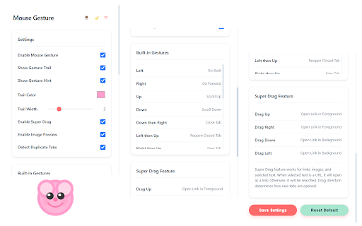 Mouse Gesture :: A Chrome/Edge extension that supports mouse gestures, super drag functionality and popup view.