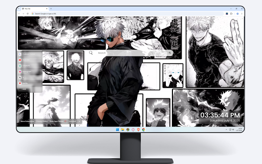 Satoru Gojo - Jujutsu Kaisen Anime Live Wallpaper :: A stylish collage of Satoru Gojo featuring dynamic black-and-white manga panels and a central colored portrait.
