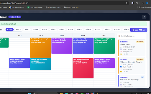 HCMUS Schedule Auto Planner :: Bạn mệt mỏi vì phải tự vẽ sơ đồ TKB, tính toán từng tiết học hay đau đầu vì trùng lịch mỗi kỳ đăng ký môn học? Extension này sẽ…