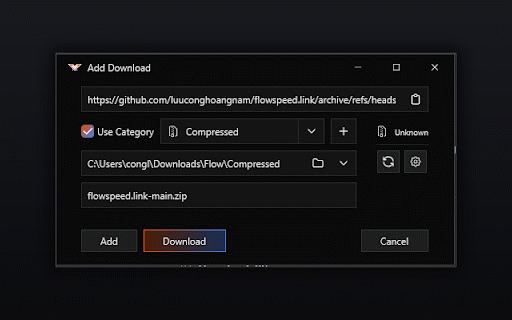 Flow Download Manager :: Intercept downloads and send them to Flow Download Manager for faster, managed downloads.