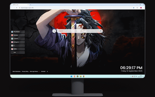 Kokushibo Bloody Moonlight Live Wallpaper :: Kokushibo Upper Moon demon with six eyes under crimson moonlight holding katana blade.