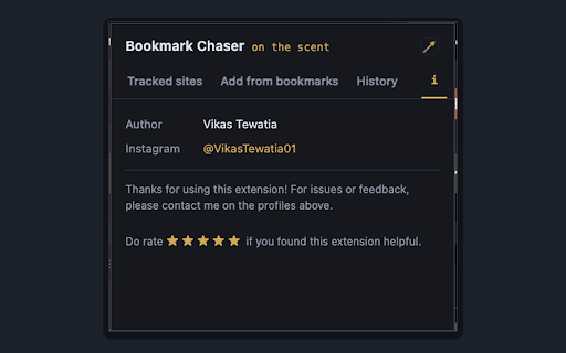 Bookmark Chaser :: Chases sites that change their domain extension. Visit a tracked site on its new domain and your bookmark updates itself.