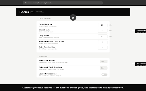 FocusPro — Timer & Site Blocker :: Stay focused with Pomodoro timer and intelligent site blocking. Built for deep work.