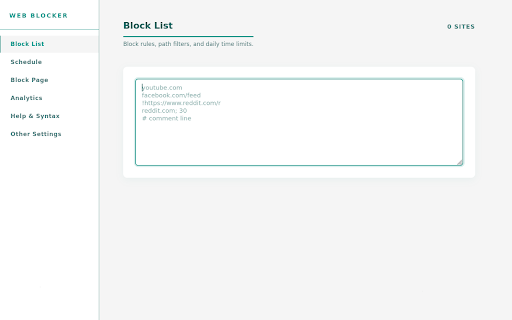 Web Blocker & Timer :: The simplest Web Blocker & Timer. Daily time limits, schedules, and block screens.