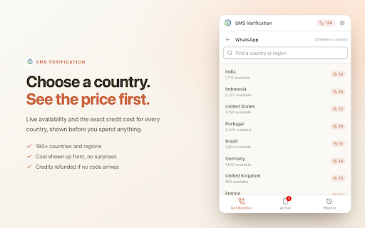 SMS Verification: Temporary Phone Number & OTP Receiver :: Get temporary phone numbers and receive SMS verification codes right from your toolbar. 700+ services, 190+ countries.