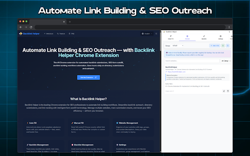 BacklinkHelper – SEO Automation for Backlink Building :: BacklinkHelper: Effortlessly manage backlinks, autofill forms, and auto-generate comments to boost your SEO performance quickly.