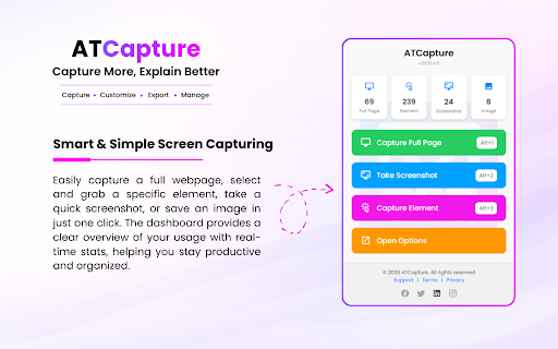 ATCapture · Web Element Capture :: Capture any webpage element in one click—images, sections, tables, or UI components. No full-page screenshots needed.