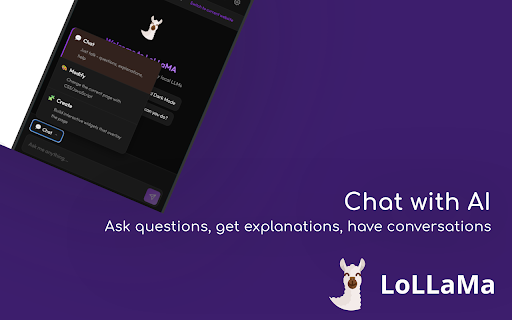 LoLLaMA - Open Source AI Browser Assistant :: Open-source personal AI browser assistant. Chat with local or cloud LLMs, modify websites, and create widgets. Privacy-first.