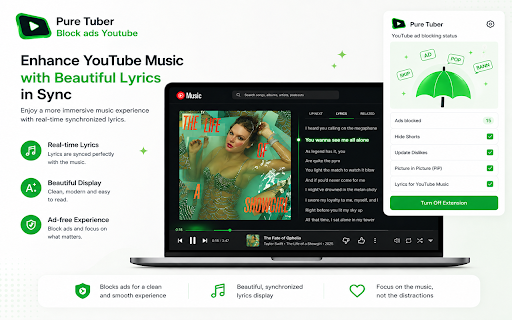 Pure Tuber - Block ads Youtube :: Block and skip YouTube ads using MV3 rules and player automation.