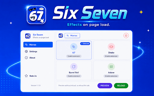 Six Seven :: 6 7 meme effects on page load - choose your meme and toggle the extension.