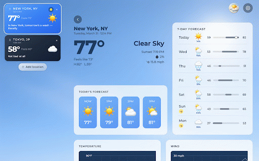 Bright Sky Weather Tab :: Weather forecast as your new tab page — location search, hourly and daily forecasts