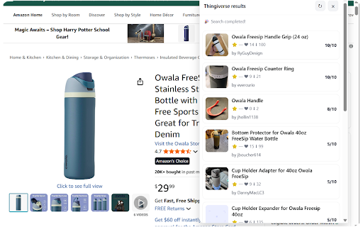 3D Model Finder :: Show relevant 3D-printable models for the product you're viewing.