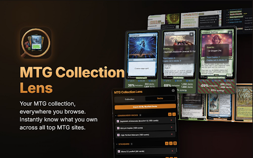 MTG Collection Lens :: Highlights occurrences of cards from your collection on EDHREC, Scryfall, MTGGoldfish, MTGDecks, and MTGTop8.