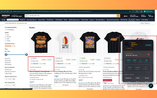 Merch Research Pro :: Supercharge your Merch by Amazon research with auto-sorting, calendar niche triggers, custom filters, BSR display