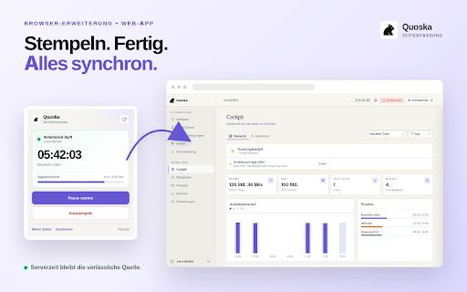 Quoska Zeiterfassung :: Arbeitszeit und Pausen direkt im Browser erfassen – ohne Überwachung.