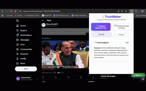 TrustMeter - Page Text Trust Estimator :: AI fact checking on webpages. Detects misinformation, analyzes claims and images, and gives a trust score.