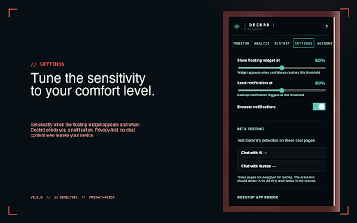 Deckrd: AI Detection :: Detect AI-generated messages in your conversations