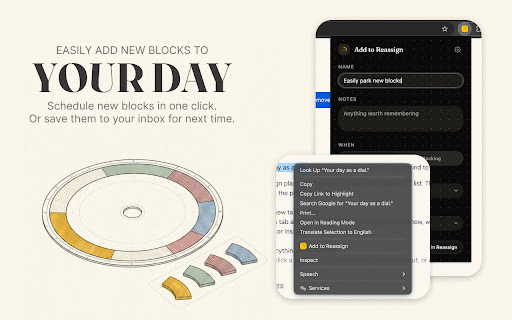 Reassign :: Your day as a dial. Glance at today, add anything you find to your plan.