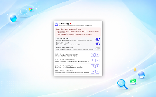 Smart Copy – Clean Copy Text from Any Website :: Clean copy text, remove formatting, keep source and date, and access clipboard history.