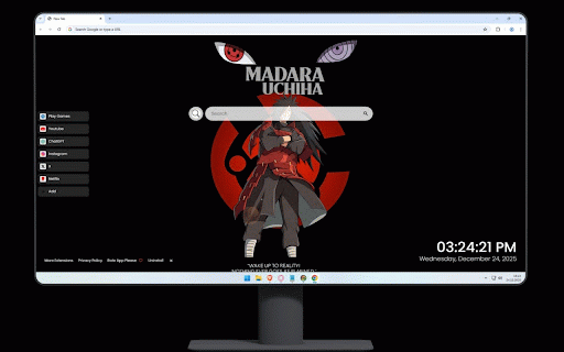 Madara Uchiha Eternal Mangekyou Sharingan Live Wallpaper :: Madara Uchiha with Sharingan and Rinnegan eyes on black background with Uchiha symbol.