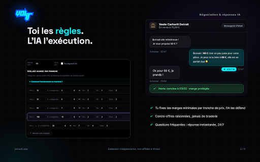 Volt :: Assistant de vente pour Vinted : reposts, messages auto, templates, stats, bordereaux. Non affilié à Vinted.
