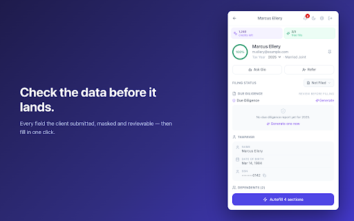 GoRefer Autofill (Beta) :: Beta. Helps with data entry: enters your client's GoRefer intake into your tax software. You review, verify and submit the return.