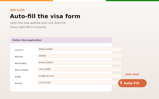 Indian Visa Auto-Fill (Bangladesh) :: One-click auto-fill for the Bangladesh Indian visa form. Your data stays on your device — nothing is uploaded.