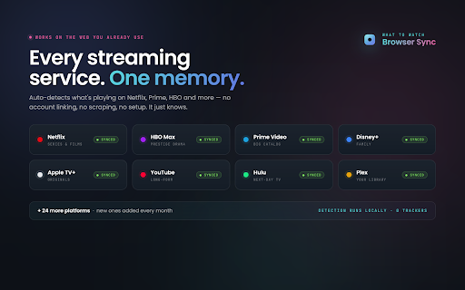 What to Watch Sync :: Connects supported streaming sites to your What to Watch account.