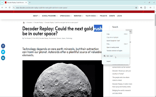 Quick Dictionary Lookup :: A simple and powerful Chrome extension that adds a right-click context menu to look up selected words in online dictionaries.