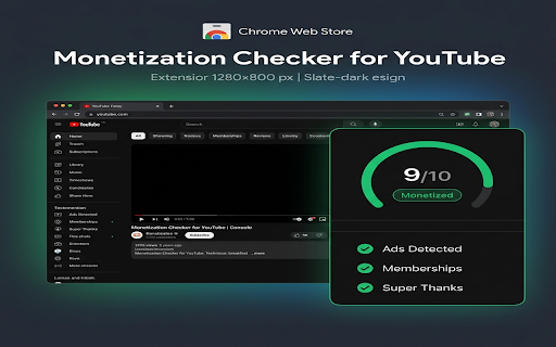 Monetization Checker for YouTube :: Instantly verify if any YouTube channel is monetized. Analyzes ads, channel memberships, super thanks, and shop features.