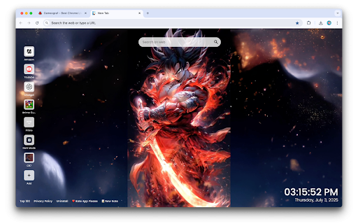 Son Goku Live Wallpaper :: Power up your Chrome with Son Goku Live Wallpaper – watch Goku charge with energy and pure unstoppable focus on every new tab!