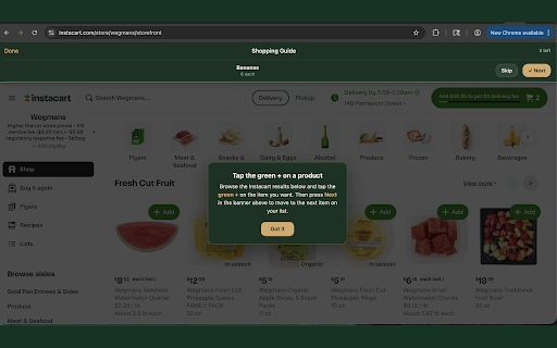 Grocerelle Shop Helper :: Walk through your Grocerelle shopping list on Instacart, item by item. We auto-search each one; you pick the product you want.
