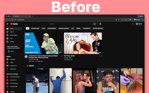 Better YouTube :: Hide YouTube Shorts across the site.
