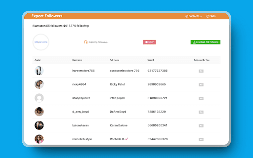 Export Followers free :: A simple tool to export list of followers & followings, one click to csv.