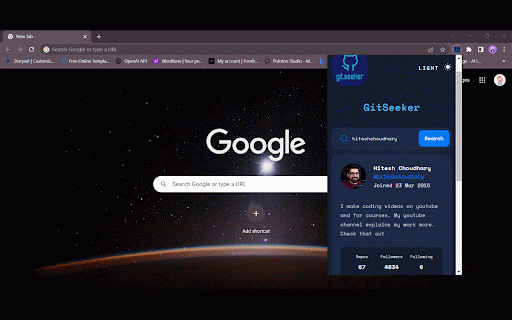 GitSeeker :: GitSeeker aims to provide a convenient way for users to fetch and view GitHub user information directly from their browser.