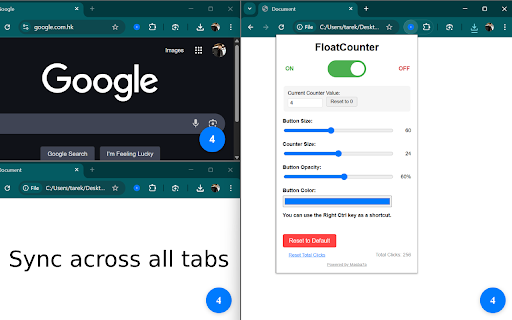 FloatCounter :: A floating counter button with customizable settings