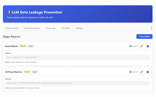 LLM Guard :: Prevents sensitive data from being sent to public LLM tools like ChatGPT, Claude, and Gemini.