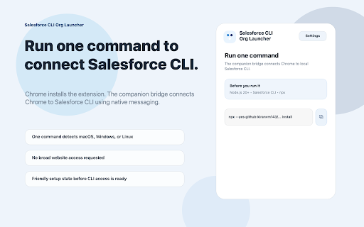 Salesforce CLI Org Launcher :: Launch, group, and manage Salesforce CLI authenticated orgs from Chrome.