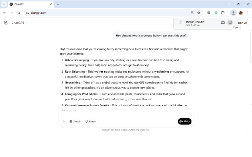 ChatGPT Chat Downloader :: Download ChatGPT conversations as text files.