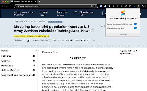Crossref DOI Accessibility Enhancer :: Enhances Crossref DOI links for better accessibility with screen readers.