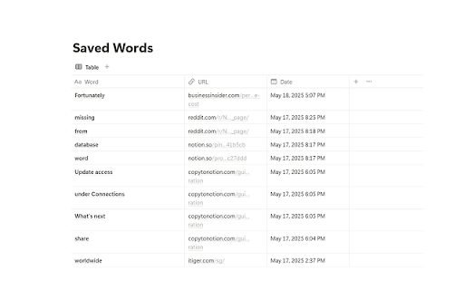 VocabClip :: Highlight text on any page and save it as a vocabulary entry to Notion