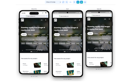 Pro Mobile Device Simulator :: Responsive smartphone and tablet simulator for browser testing with 290+ pre-configured device profiles.