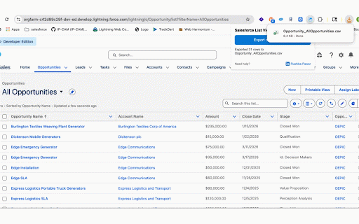 Salesforce List View Exporter :: Export the currently open Salesforce list view to CSV in one click.