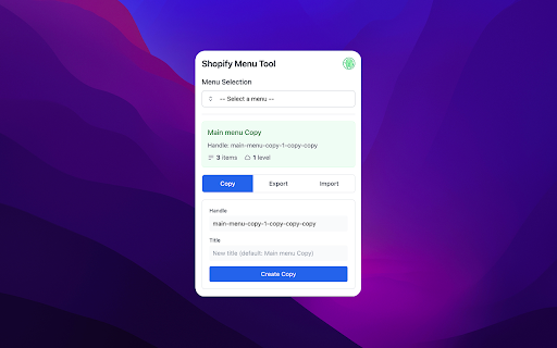 Shopify Menu Copier :: Copy, export, and import Shopify menus directly from the Shopify admin